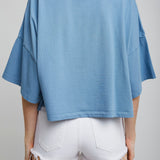 Cropped blue logo t-shirt