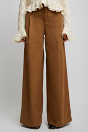 High rise cotton canvas pants