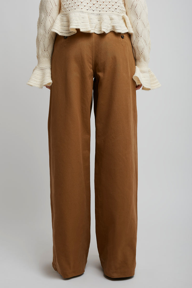 High rise cotton canvas pants