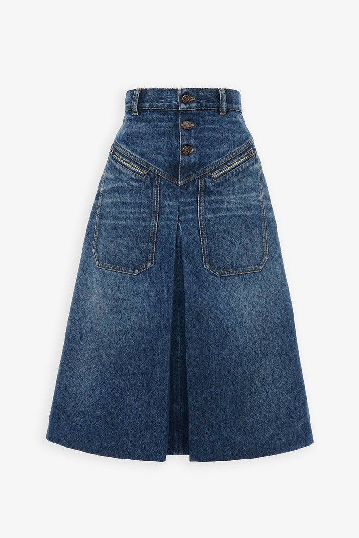 Knee length denim skirt