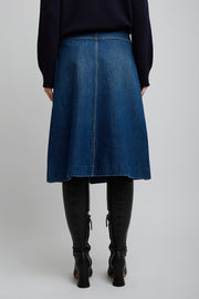 Knee length denim skirt