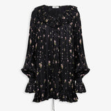 Gathered mini silk dress