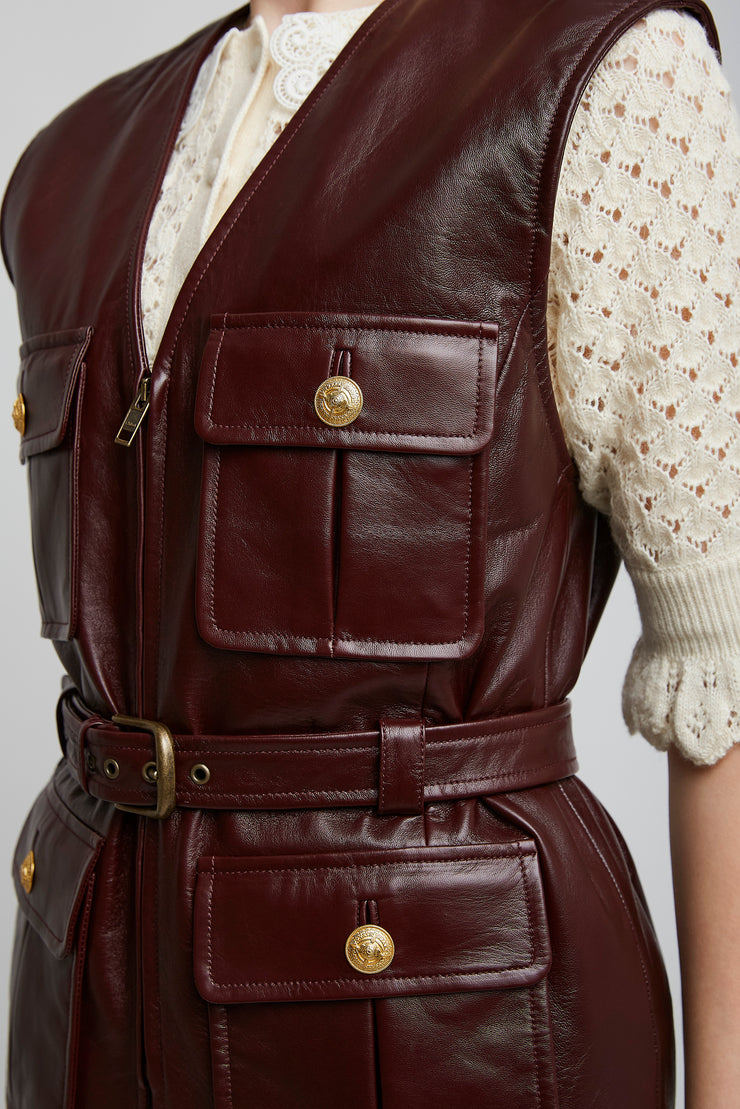 Utilitarian leather vest