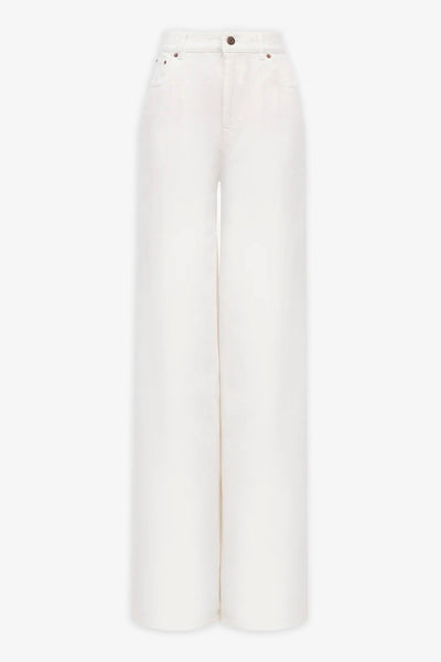 High rise white denim jeans
