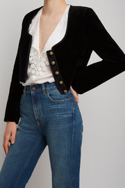 Cropped Spencer black velvet jacket