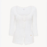 Scoop-neck fitted white cardigan