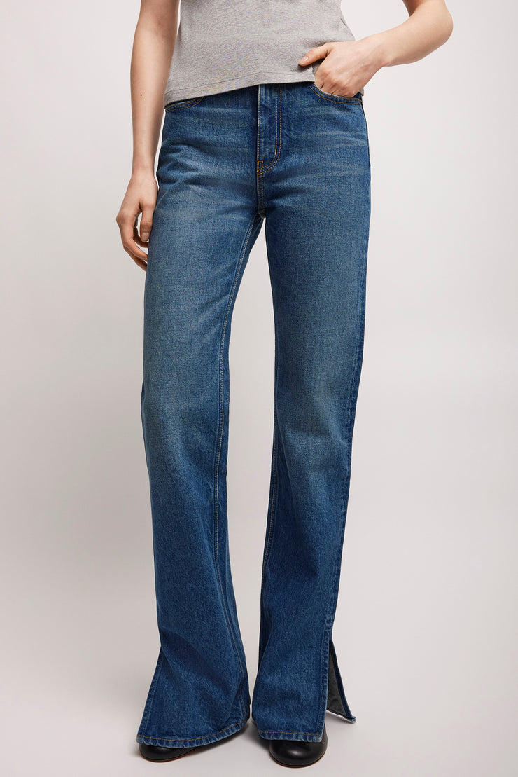 Straight blue denim jeans