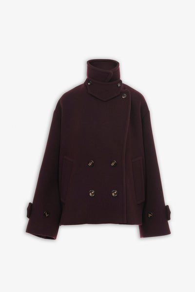 Double-breasted oversized short coat