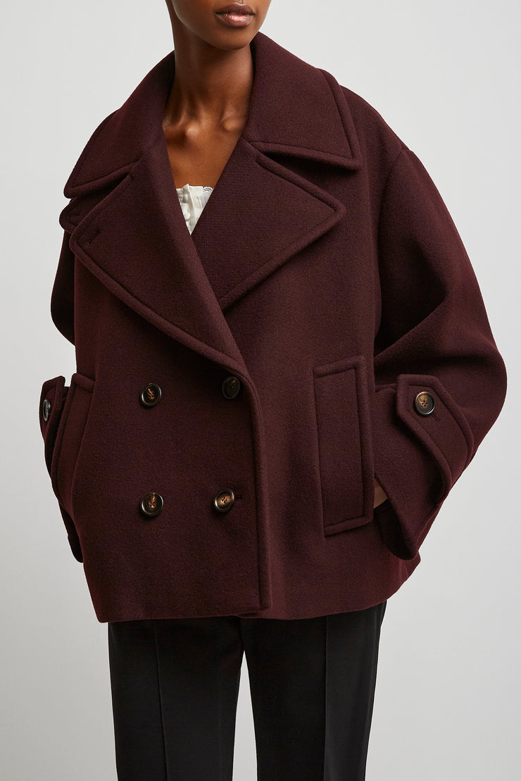 Double-breasted oversized short coat