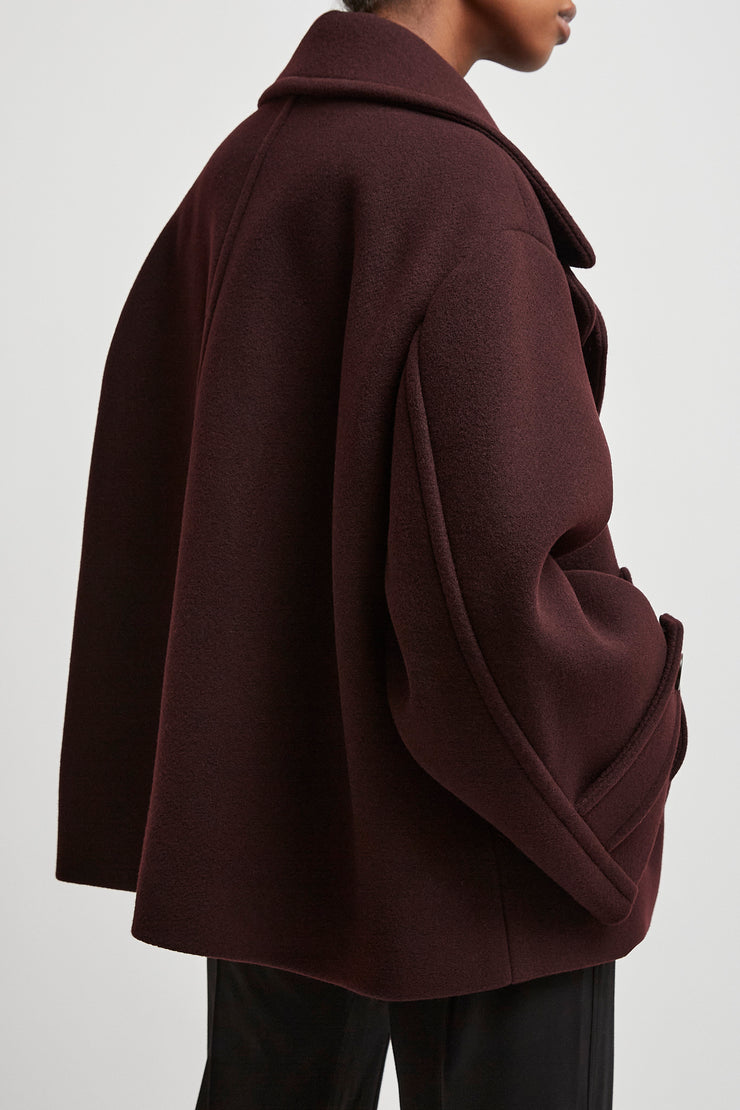 Double-breasted oversized short coat