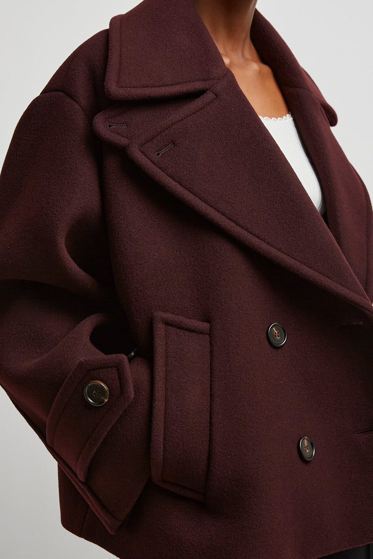 Double-breasted oversized short coat