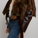 Brown cropped leather jacket