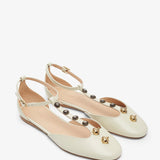 Celeste eggshell leather ballerinas