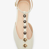 Celeste eggshell leather ballerinas
