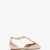 Celeste blushy beige satin ballerinas