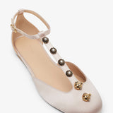 Celeste blushy beige satin ballerinas