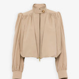 Gathered cropped cotton jacket