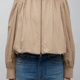 Gathered cropped cotton jacket