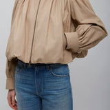Gathered cropped cotton jacket