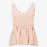 Delicate pink peplum silk top