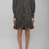 Polka dot ruffle silk dress