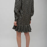Polka dot ruffle silk dress