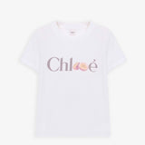 Logo white peach cotton t-shirt