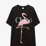 Logo black flamingo cotton t-shirt