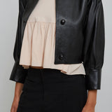 Cropped blouson leather jacket