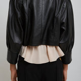 Cropped blouson leather jacket