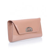 Vero Dodat nude patent leather clutch