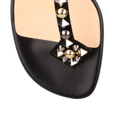 Kaleicadra Flat black leather sandal