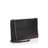 Loubiposh black leather studs clutch