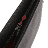 Loubiposh black leather studs clutch