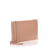 Loubiposh beige leather spikes clutch