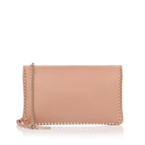 Loubiposh beige leather spikes clutch
