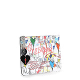 Loubicute white leather loubitag pouch