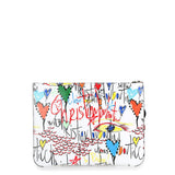 Loubicute white leather loubitag pouch
