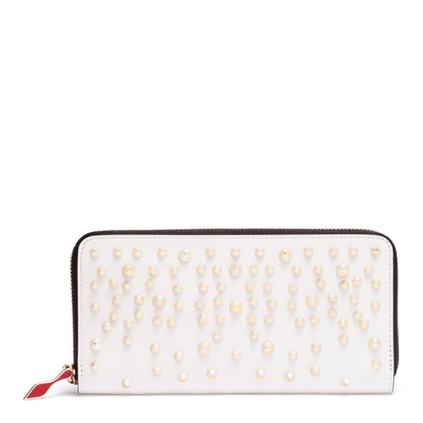Panettone white leather studded wallet