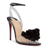 Fossiliza 100 Black Patent And Transparent PVC Sandals