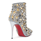So Full Kate 100 silver glitter stud boots