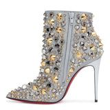 So Full Kate 100 silver glitter stud boots