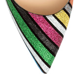 So Kate 120 stripy glitter suede pumps