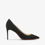 Navy blue shoe with a strap on a light gray background