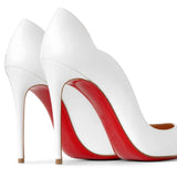 Hot Chick 100 patent white pumps