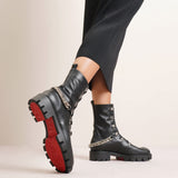 Horse flat leather ankle boots