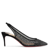 Follies Strass sling 70 black suede pumps