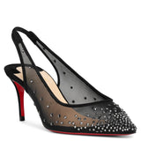 Follies Strass sling 70 black suede pumps