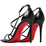 Riojana spikes black leather sandals