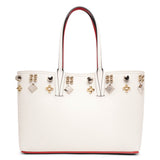 Cabata small spikes white leather tote bag